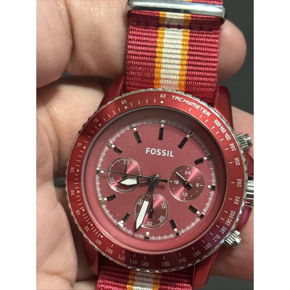 Fossil Watch Red Bezel And Band